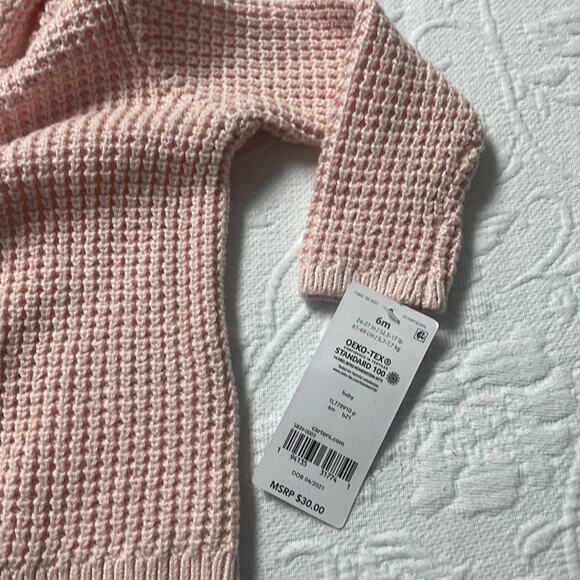 NWT Carter’s Pink 100% Cotton Knit Sweater Size 6 months - Picture 5 of 6